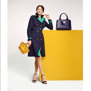 3.1 PHILLIP LIM - Target Navy & Green Trench Coat - Women’s Size X-LARGE -NEW